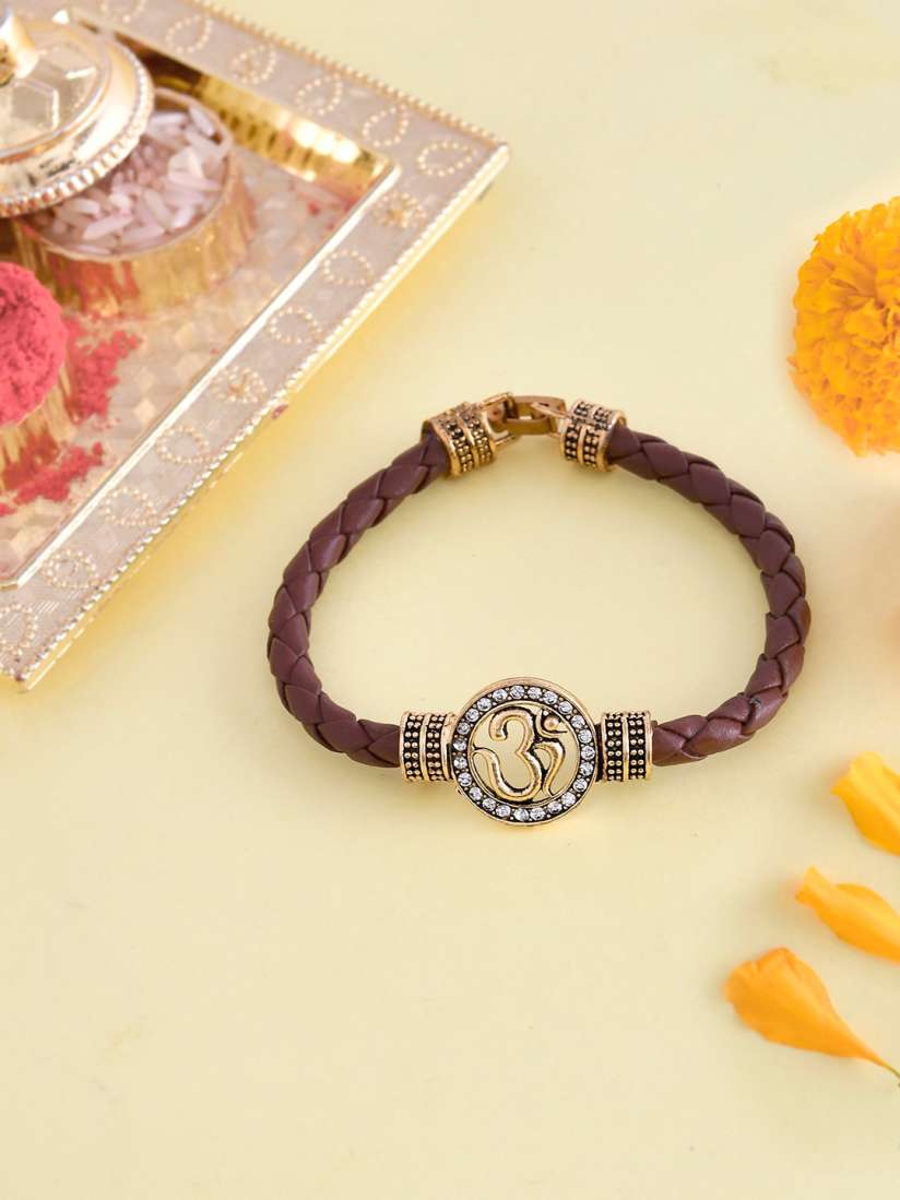 Buy Voylla Om Leather Bracelet Style Rakhi Rakhi for Men 23653084 Myntra