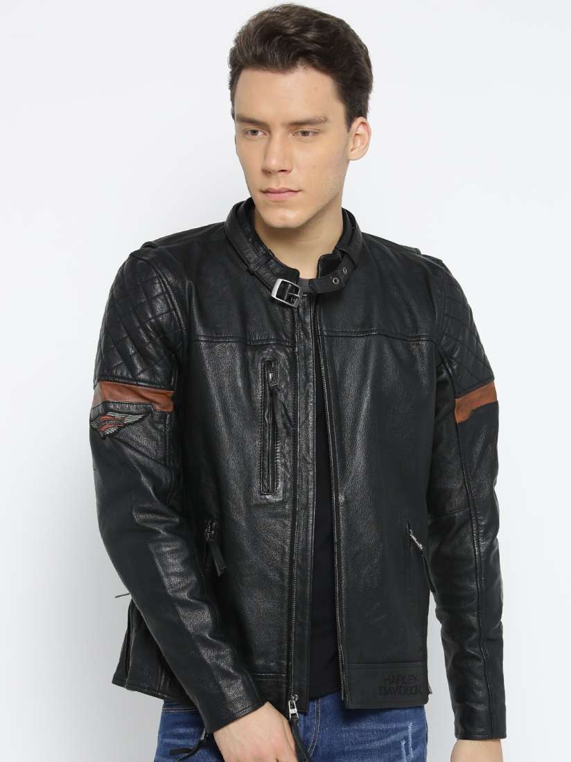 Buy Harley Davidson Men Black Solid Leather Jacket Jackets for Men 2365872 Myntra