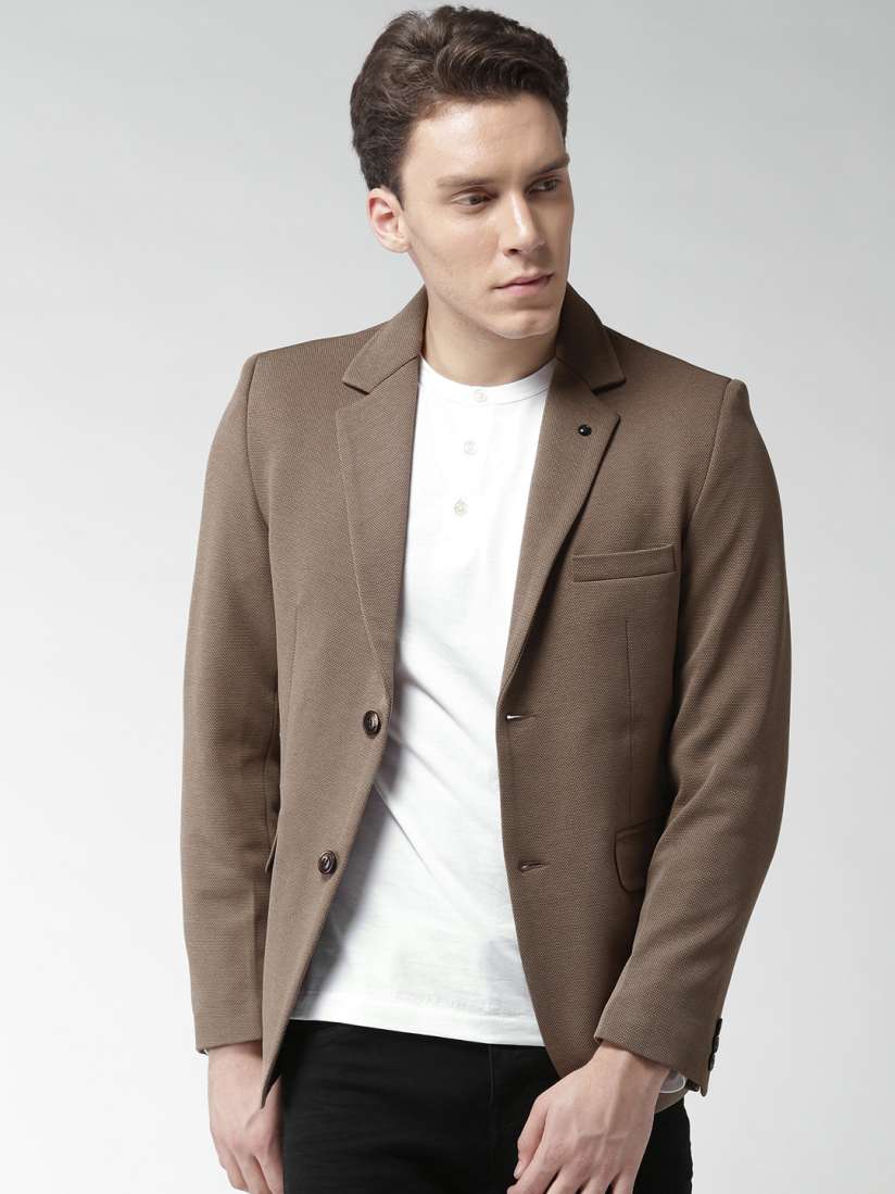 Buy Okane Men Brown Single Breasted Slim Fit Casual Blazer Blazers for Men 2366851 Myntra