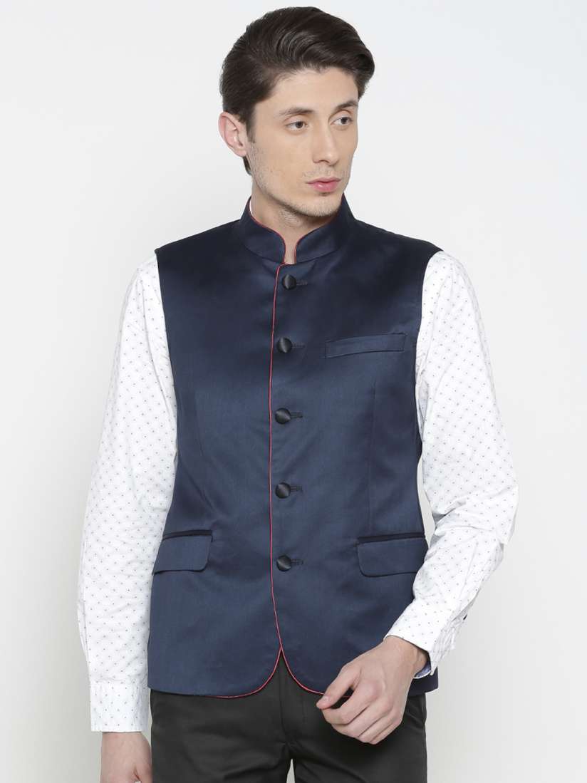 Buy Allen Solly Blue Solid Nehru Jacket Nehru Jackets for Men 2367309 Myntra