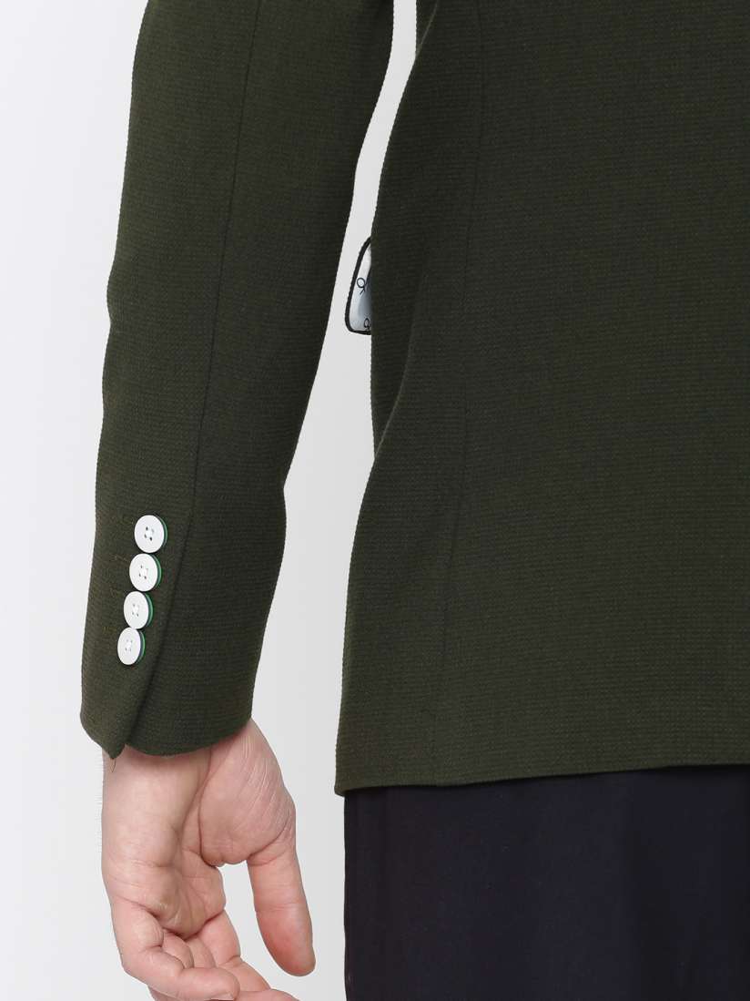 Buy Allen Solly Navy Olive Green Single Breasted Slim Wimbledon Smart Casual Blazer Blazers for Men 2367337 Myntra