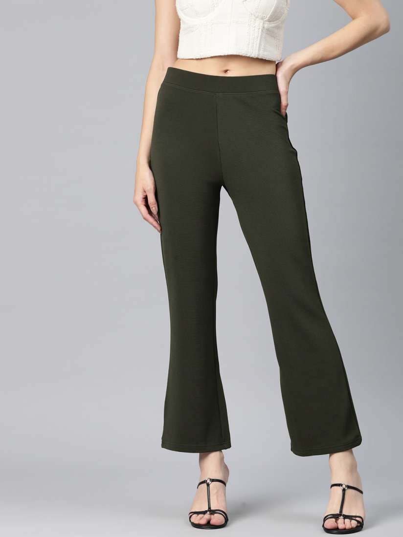 Buy Popnetic Women Slim Fit High Rise Bootcut Trousers Trousers for Women 23677148 Myntra