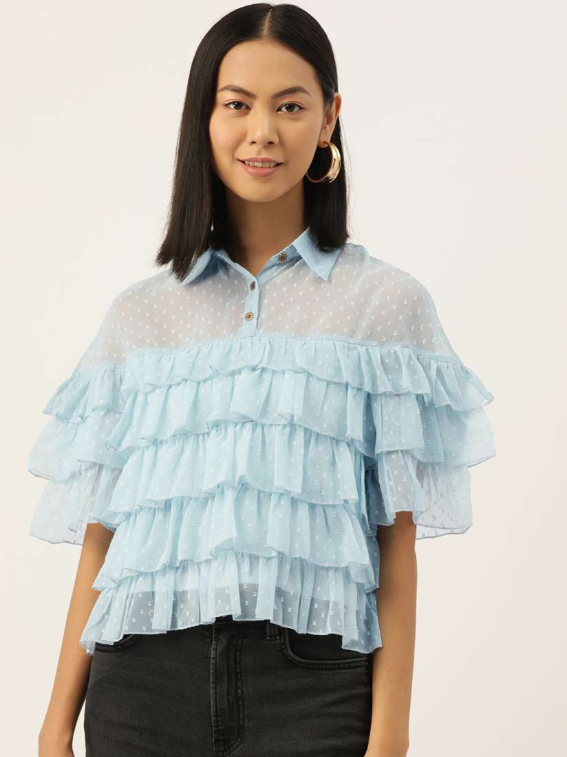 Buy Slenor Flared Sleeve Layered Georgette Top Tops for Women 23677866 Myntra