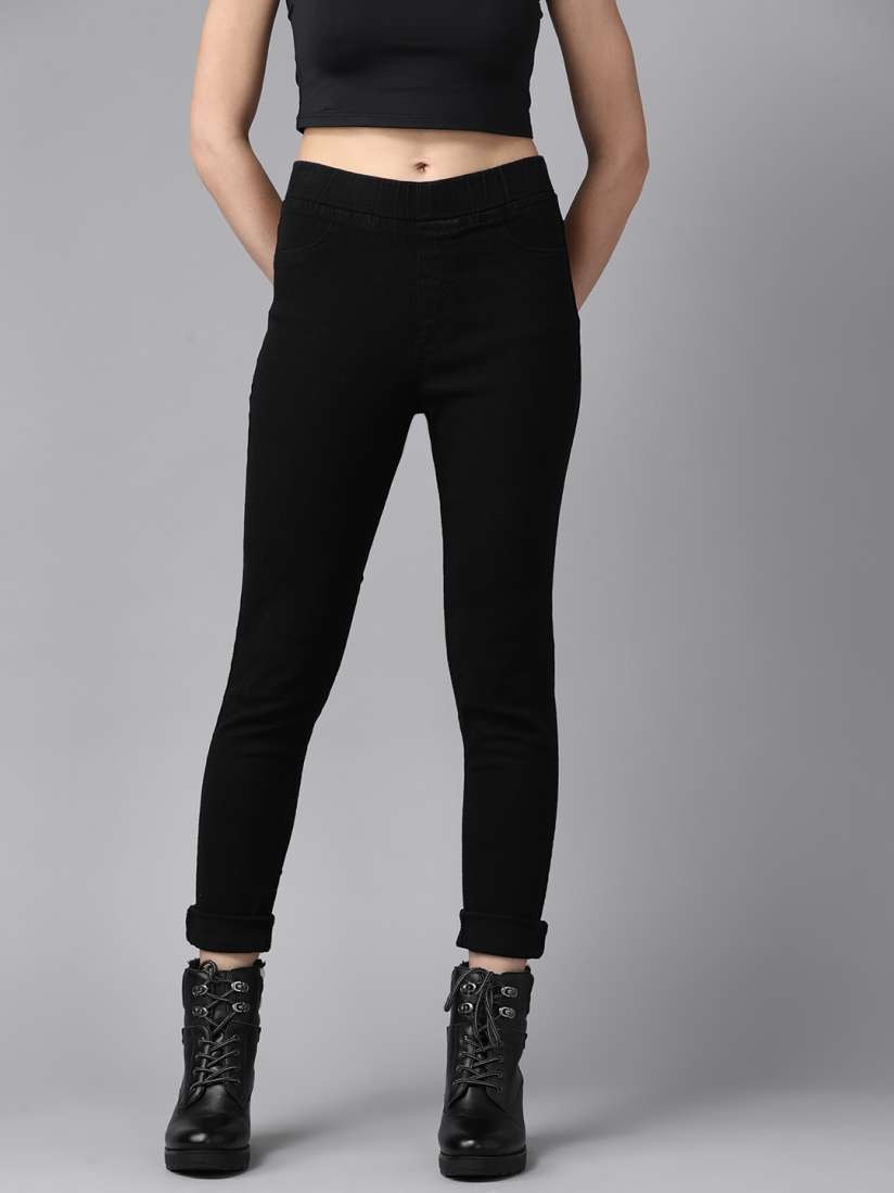 Myntra black jeggings clearance