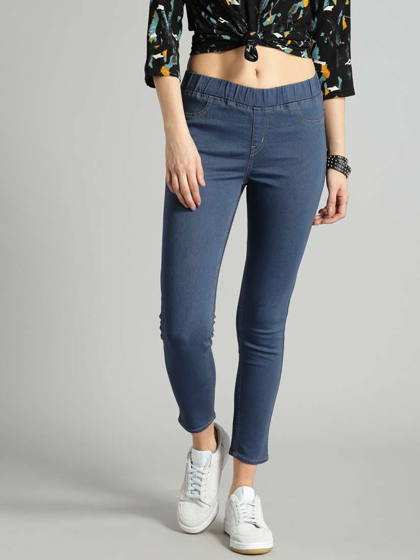 Buy Roadster Women Blue Solid Denim Jeggings Jeggings for Women 2367844 Myntra