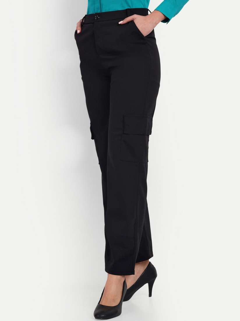Buy Next One Women Smart Loose Fit High Rise Easy Wash Trousers Trousers for Women 23685328 Myntra