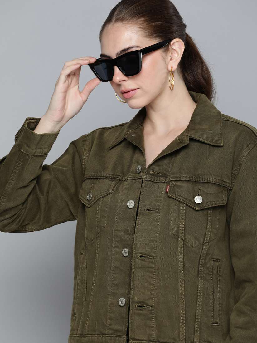 Buy Levis Spread Collar Long Sleeves Pure Cotton Denim Jacket Jackets for Women 23687150 Myntra