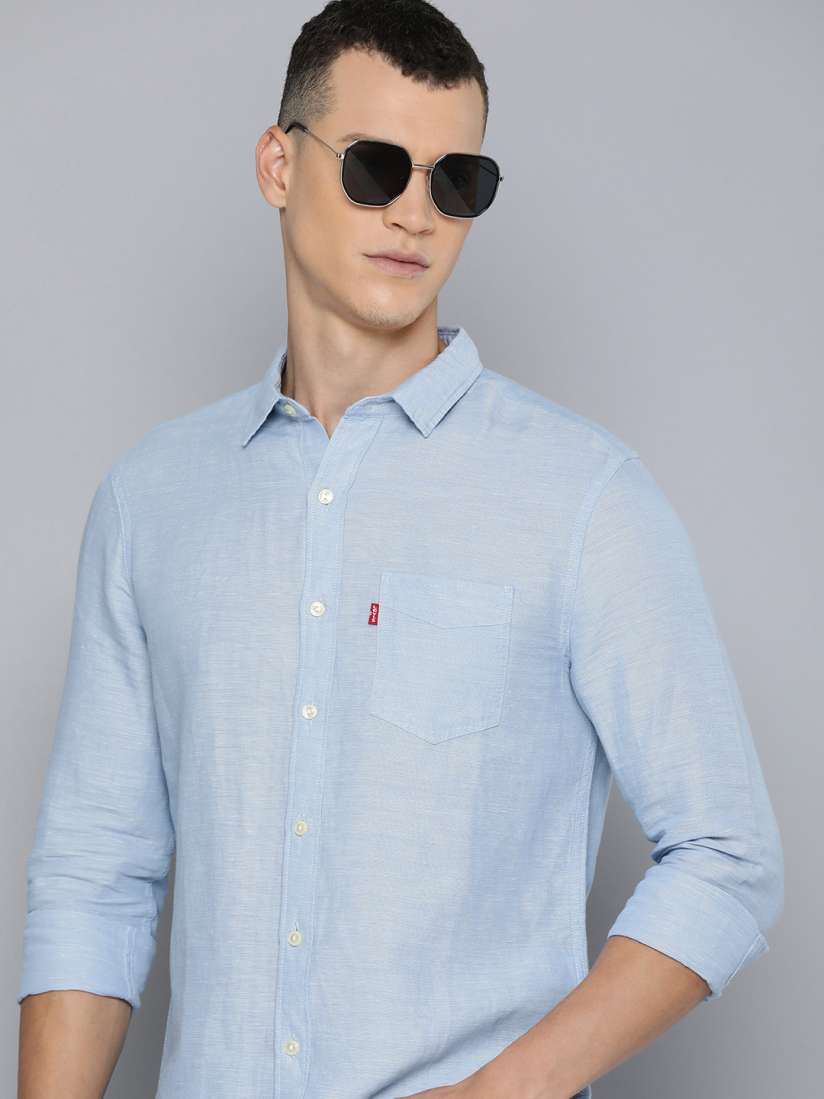 Buy Levis Linen Cotton Slim Fit Textured Full Sleeves Casual Shirt Shirts for Men 23687586 Myntra