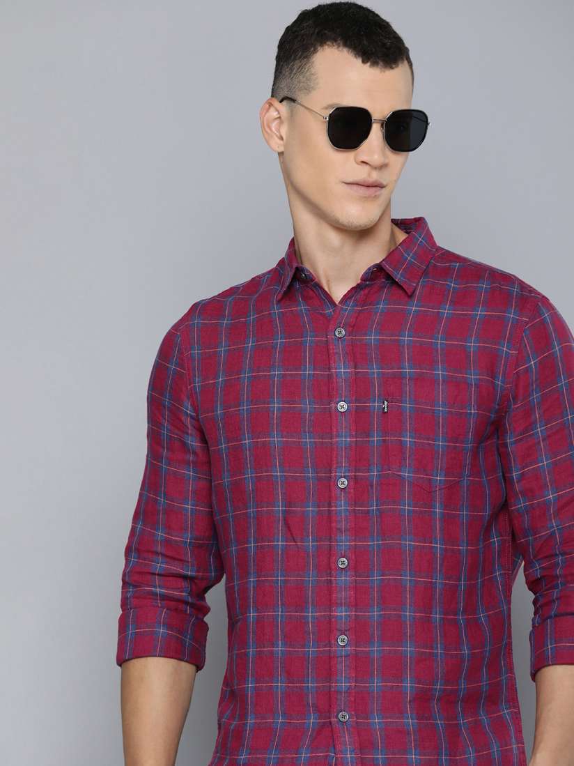 Buy Levis Pure Linen Slim Fit Tartan Checked Full Sleeves Casual Shirt Shirts for Men 23687840 Myntra