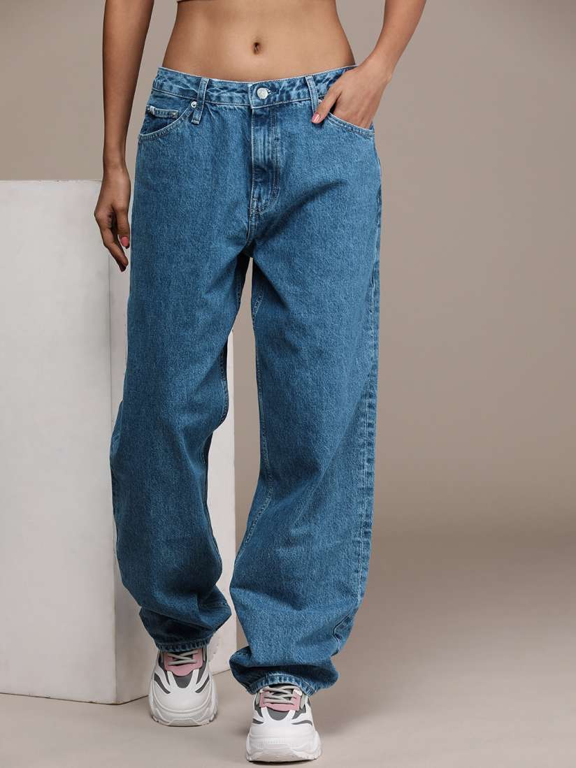 Calvin klein women's mid rise straight fit jeans top
