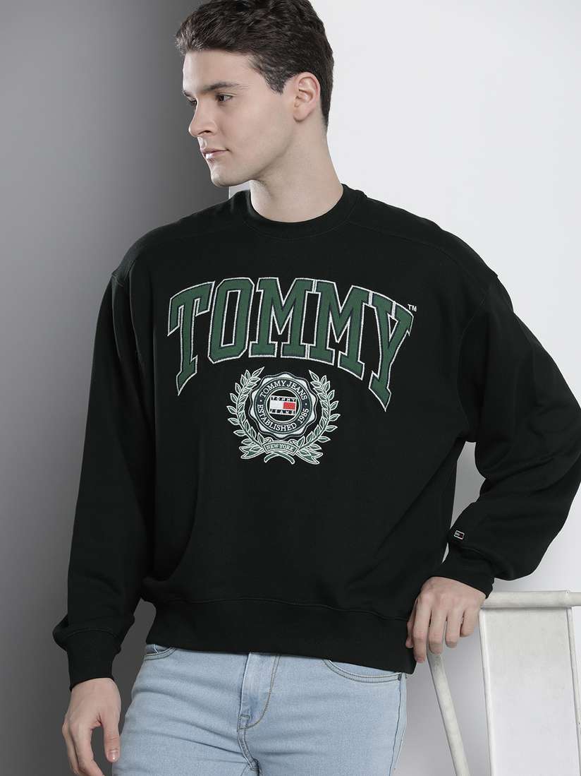 Cotton Sweatshirt Tommy Jeans Retro Sweatshirt Crew Neck Tommy