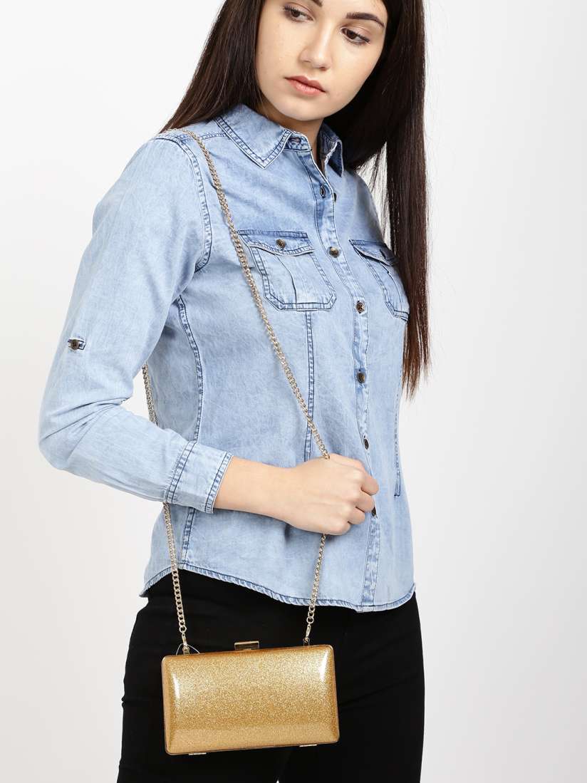 Buy FOREVER 21 Gold Toned Solid Clutch Clutches for Women 2369205 Myntra