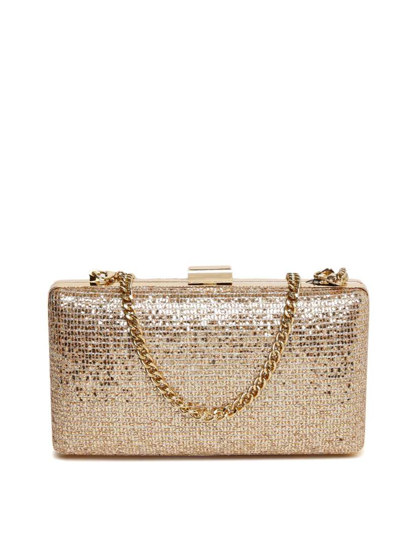 Buy FOREVER 21 Gold Toned Shimmer Box Clutch with Detachable Chain Strap Clutches for Women 2369216 Myntra
