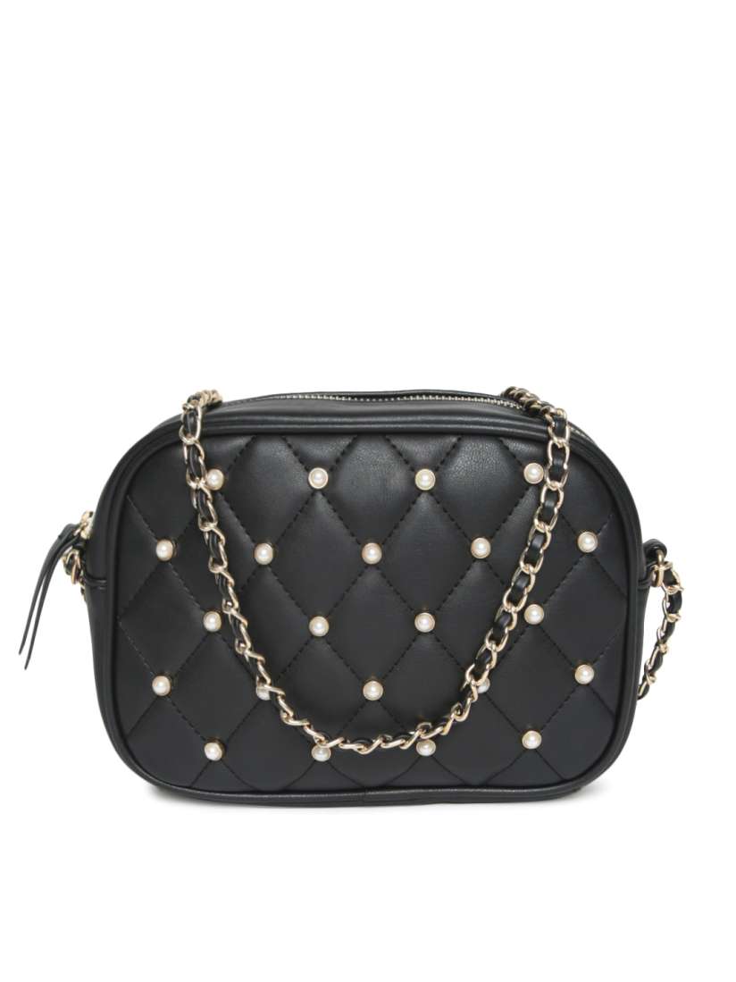 Buy FOREVER 21 Black Quilted Embellished Sling Bag Handbags for Women 2369221 Myntra