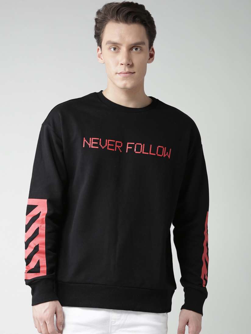 Buy FOREVER 21 Men Black Red Solid Sweatshirt Sweatshirts for Men 2369372 Myntra