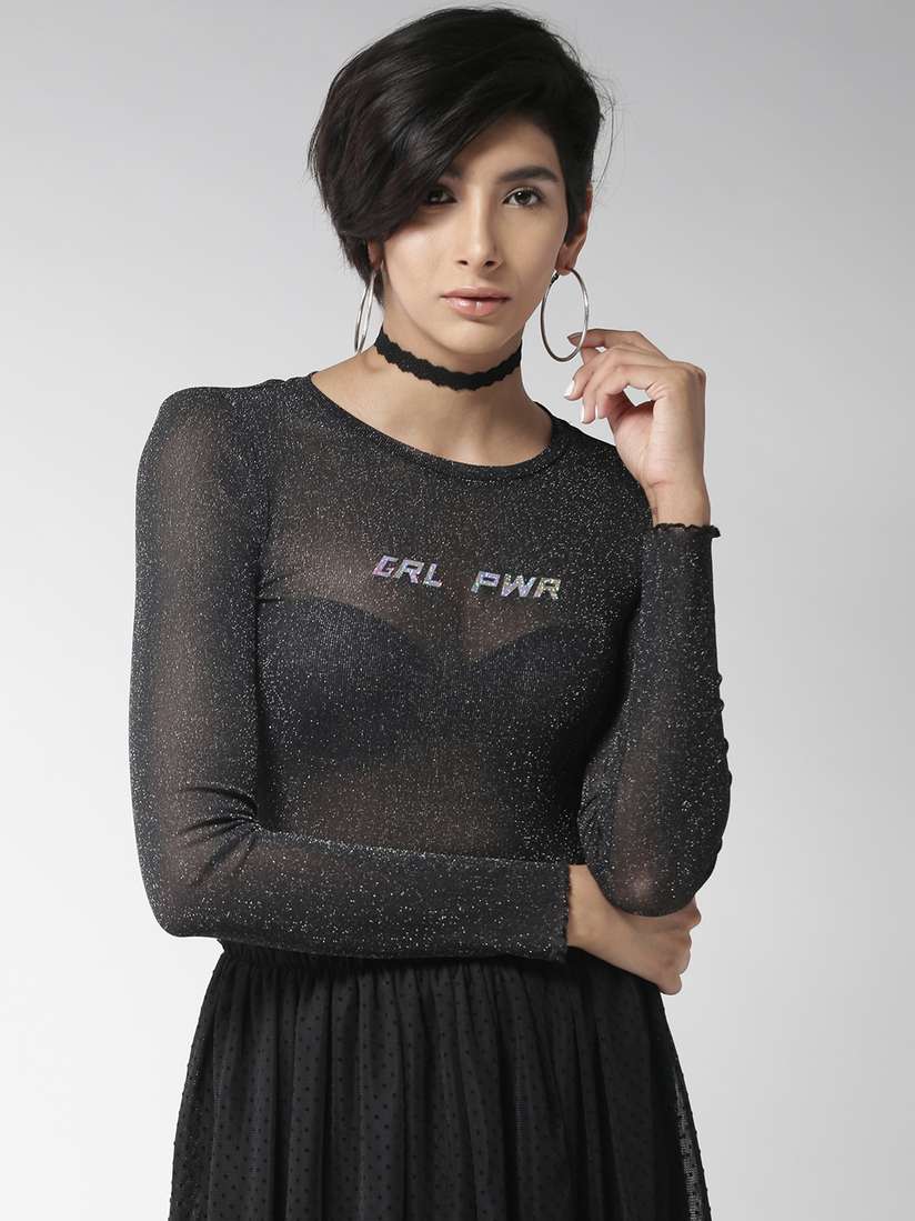 sheer black top forever 21