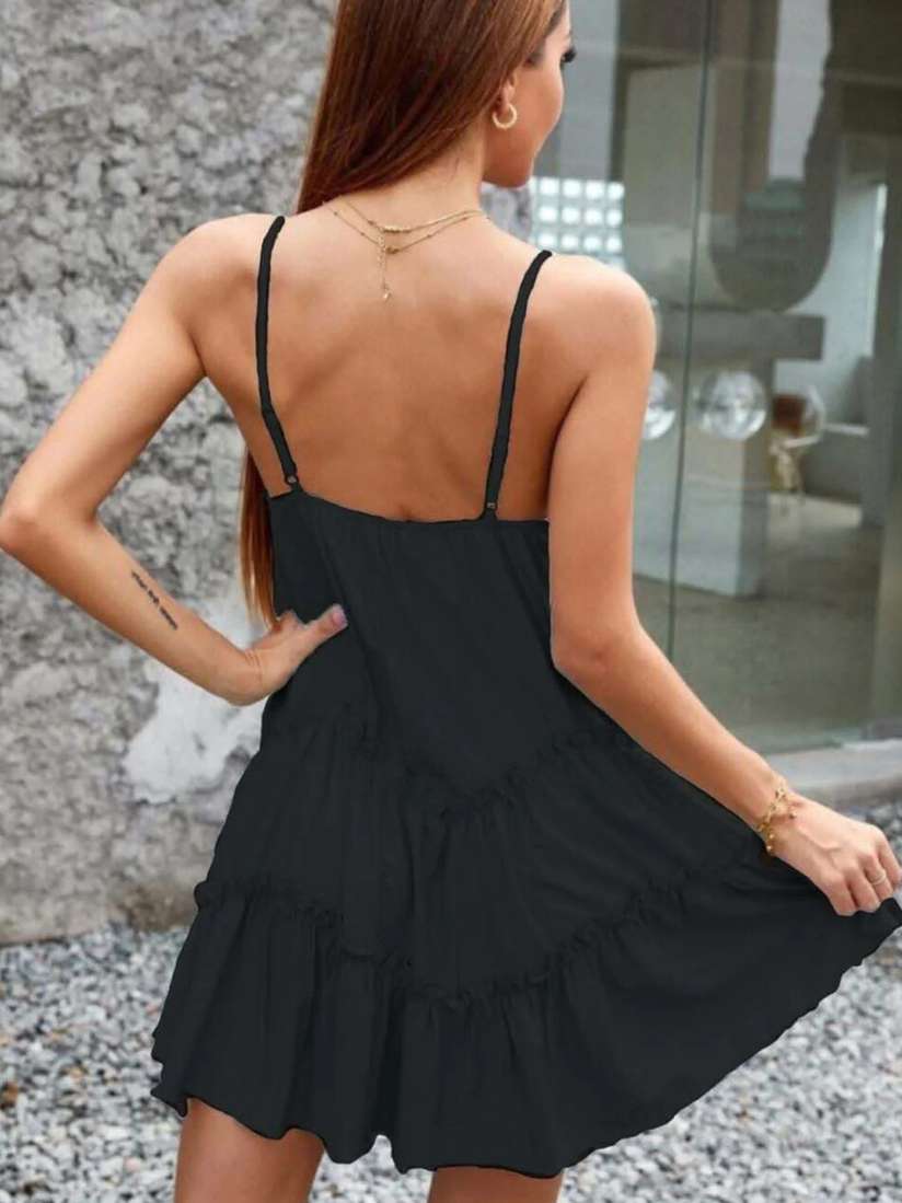 Buy Styched Sleeveless Tiered Detailed Empire Mini Dress Dresses
