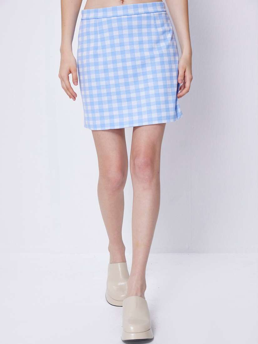 Light blue gingham skirt cheap