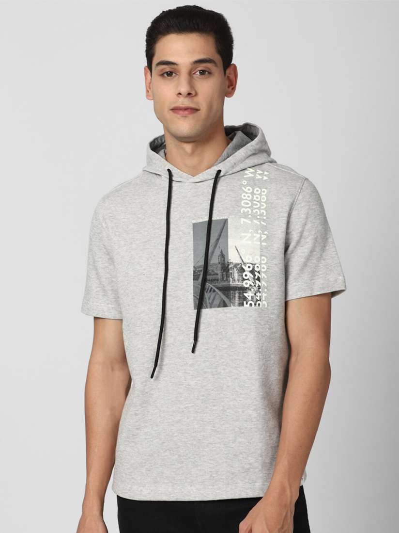 Buy Peter England Casuals Printed Half Sleeve Hooded Sweatshirt Sweatshirts for Men 23698668 Myntra