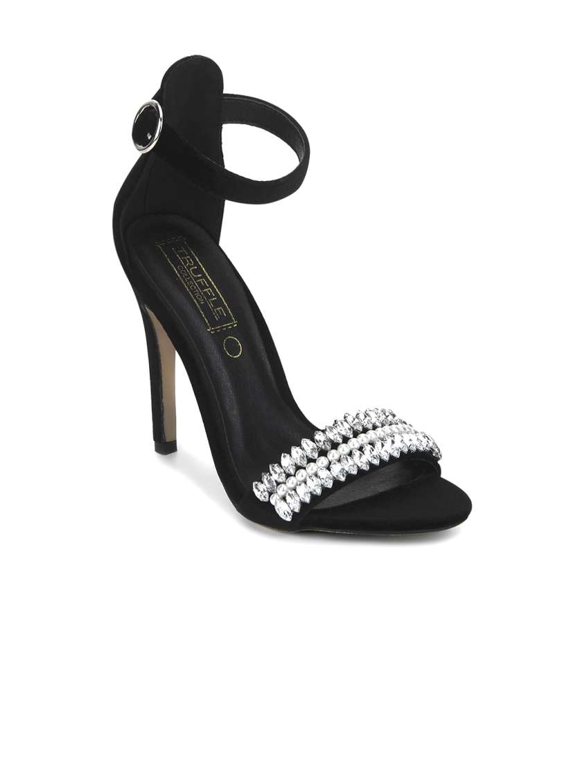 Buy Truffle Collection Women Black Solid Sandals Heels for Women 2370655 Myntra