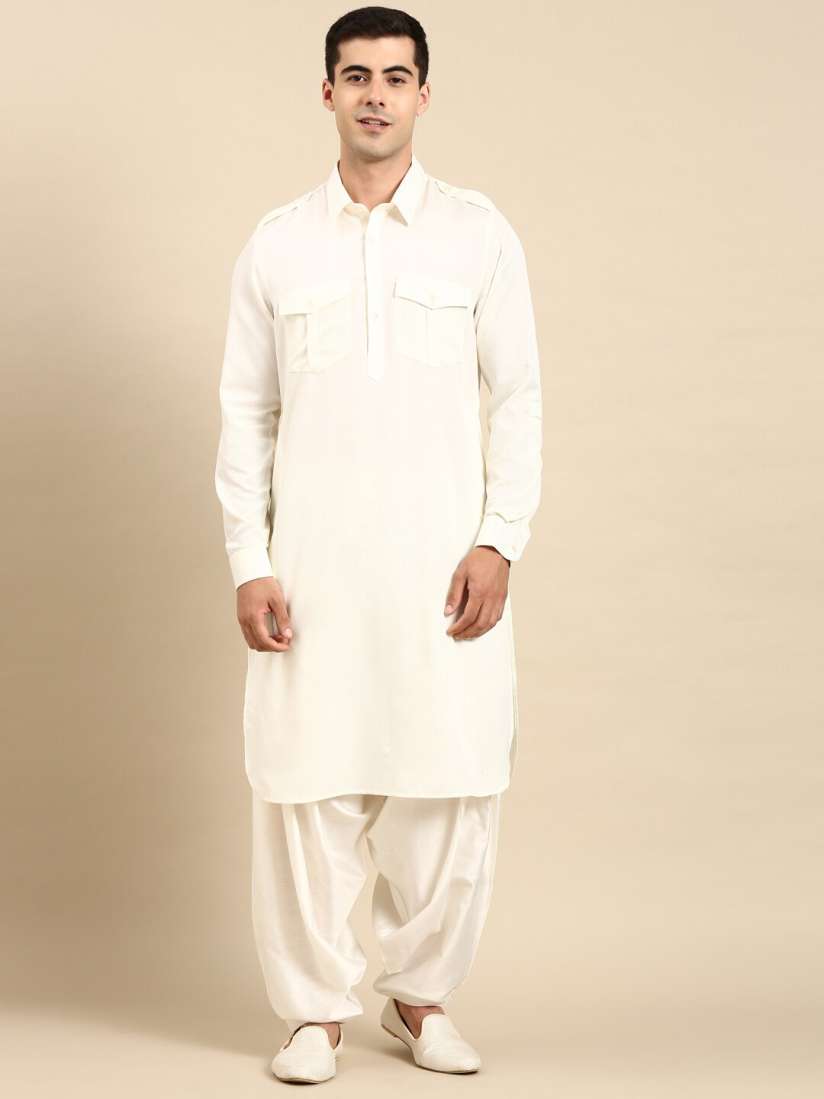 Buy TheEthnic.Co Shirt Collar Pure Cotton Pathani Kurta With Salwar Kurta Sets for Men 23707816 Myntra