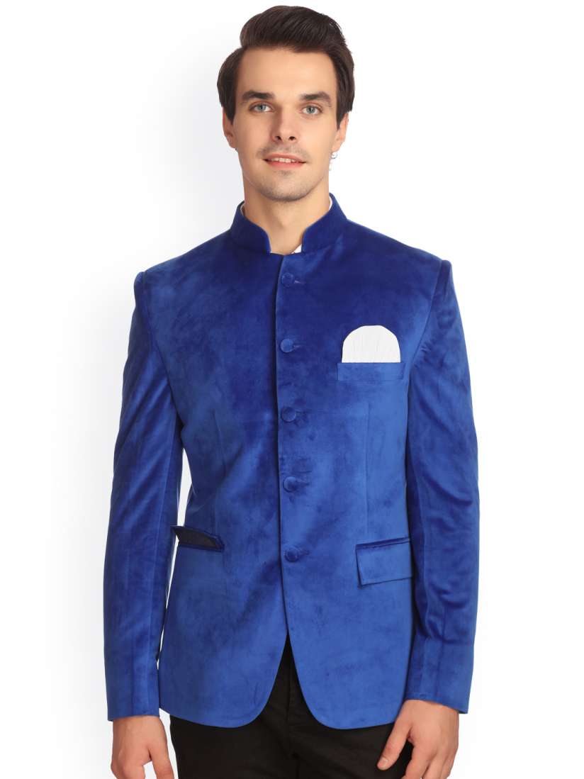 Blue bandhgala blazer 2025