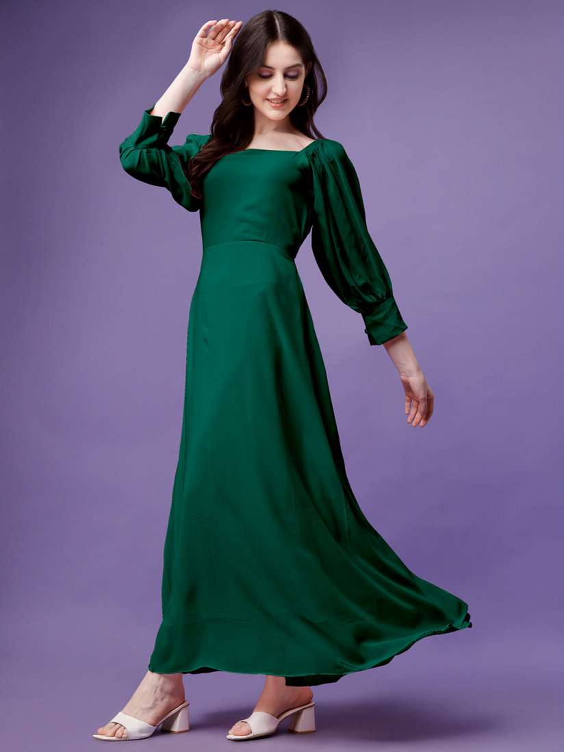Buy Femvy Georgette Square Neck Puff Sleeves Maxi Dress Dresses for Women 23715740 Myntra