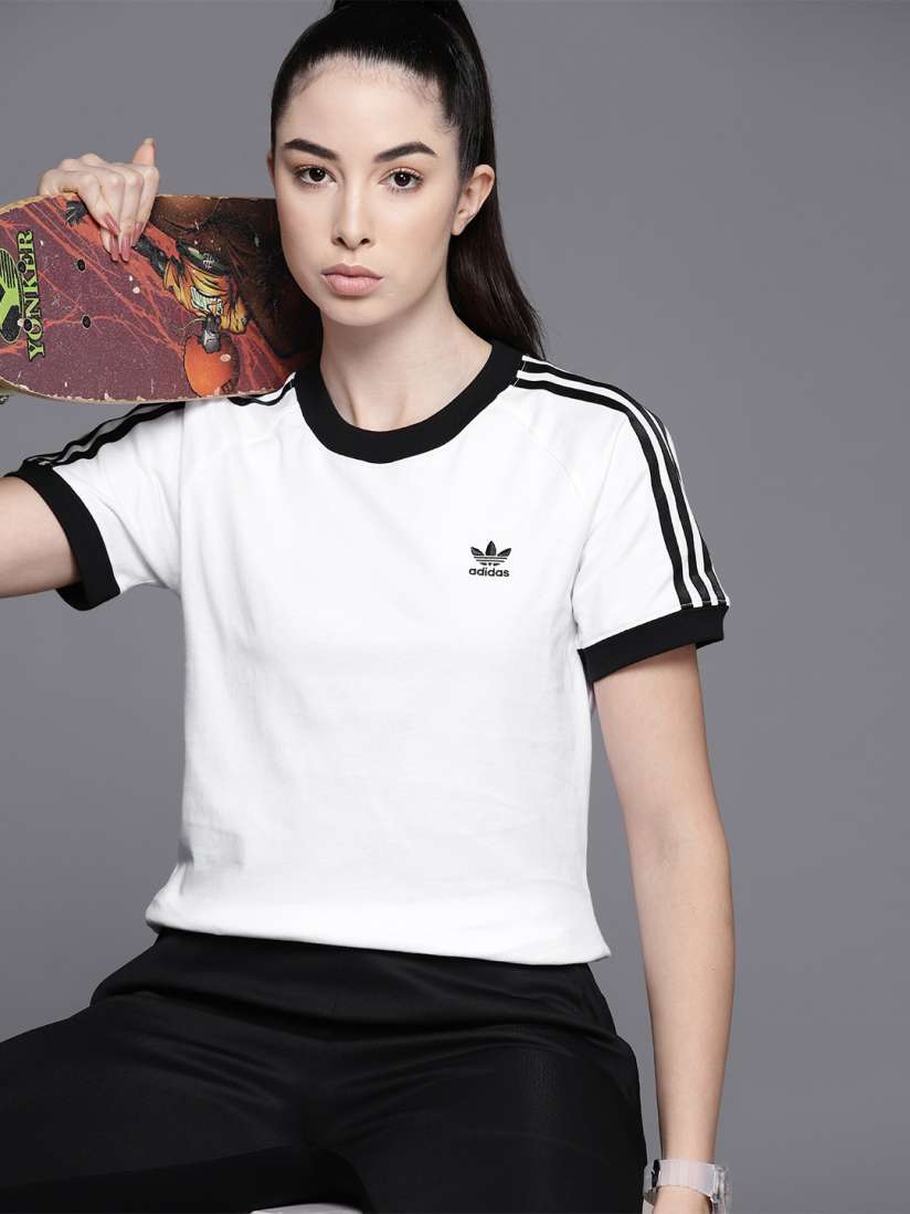 Buy ADIDAS Originals Pure Cotton 3S Slim Fit T shirt Tshirts for Women 23718466 Myntra