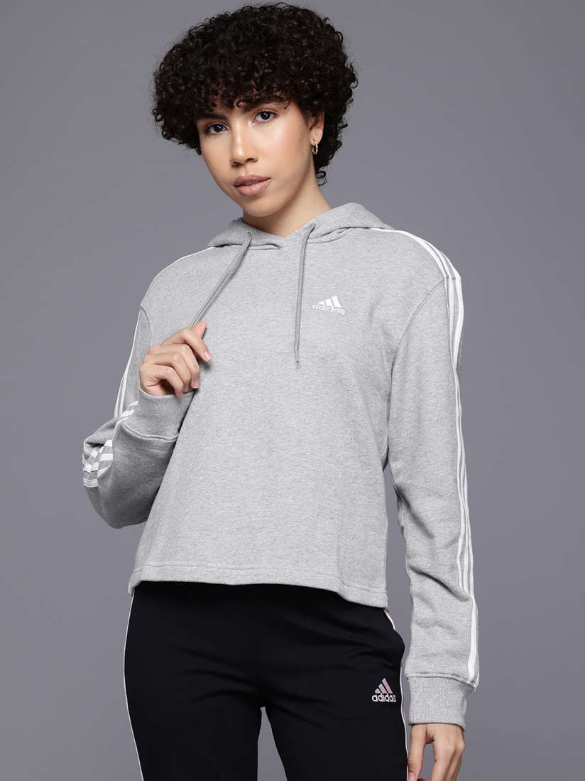 Buy ADIDAS Striped Hooded Sweatshirt Sweatshirts for Women 23718510 Myntra