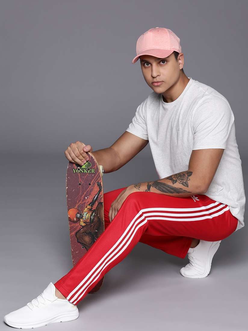 adidas beckenbauer pants red