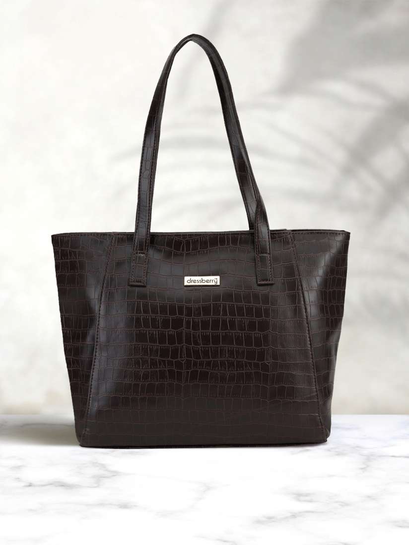 Buy DressBerry Brown Textured Structured Shoulder Bag Handbags for Women 23721108 Myntra