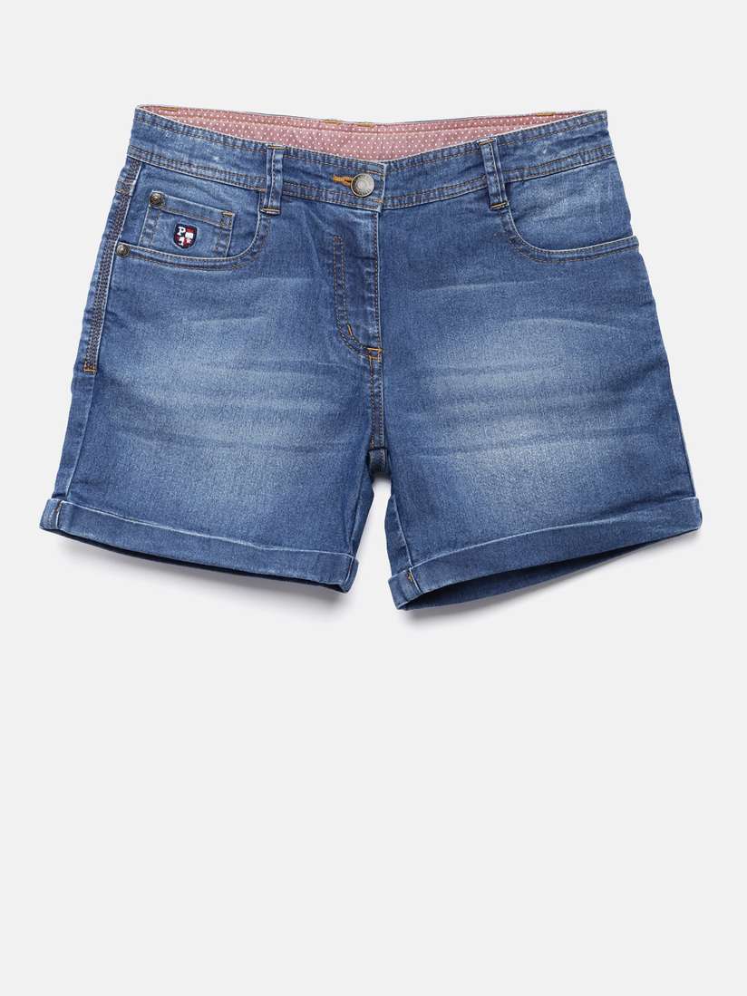 Buy Polo Kids Girls Blue Washed Denim Shorts Shorts