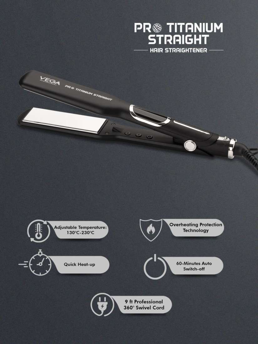 Buy VEGA PROFESSIONAL VPPHS 03 Pro Titanium Straight Hair Straightener Black Straighteners for Unisex 23725990 Myntra