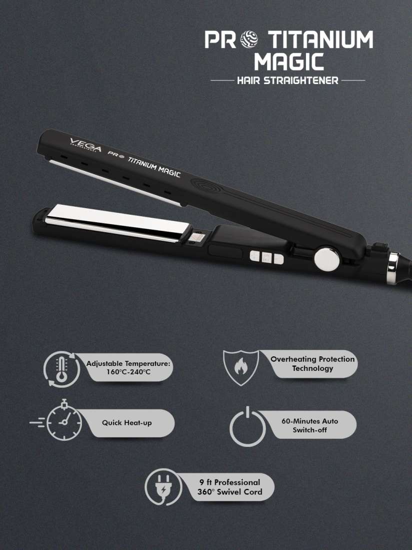 Buy VEGA PROFESSIONAL VPPHS 12 Pro Titanium Magic Hair Straightener Black Straighteners for Unisex 23726028 Myntra