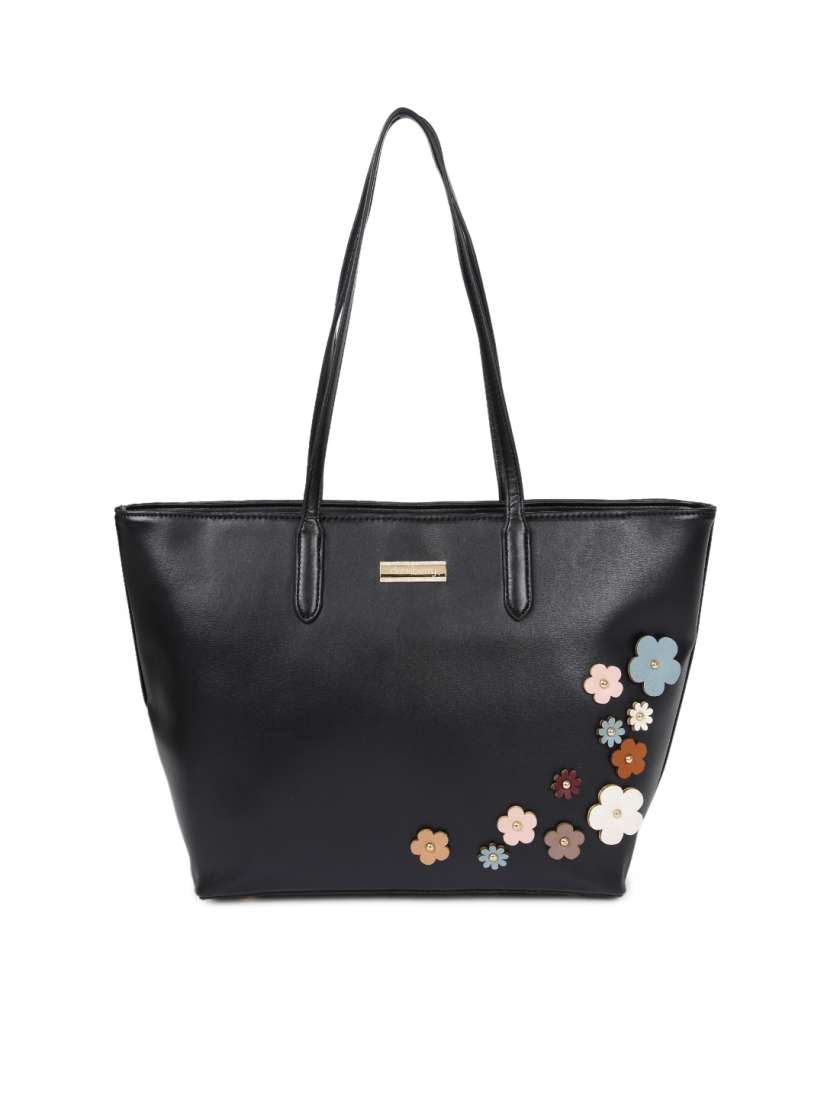 Buy DressBerry Black Floral Applique Tote Bag Handbags for Women 2372752 Myntra