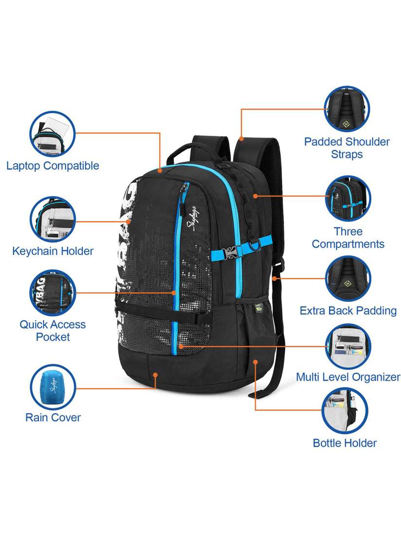 Buy Skybags Unisex Typography Padded Backpack With Rain Cover Backpacks for Unisex 23731252 Myntra