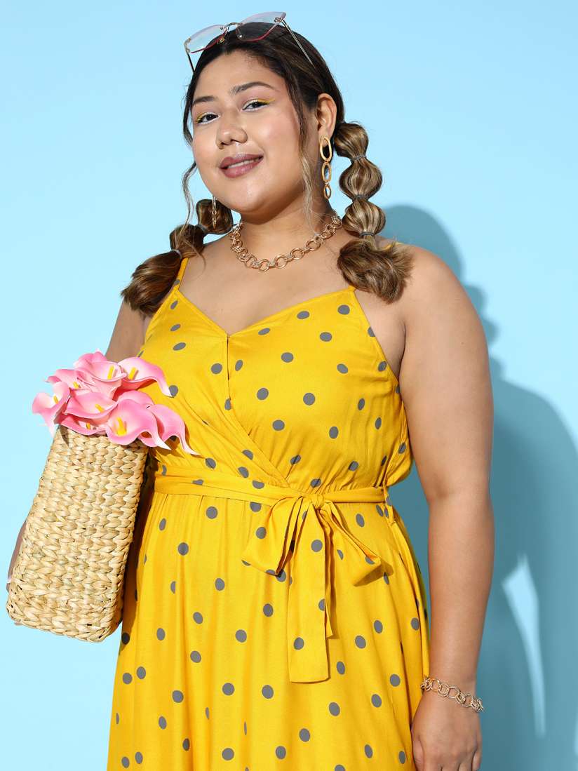Buy Berrylush Curve Polka Dot Print Maxi Dress Dresses for Women 23732050 Myntra