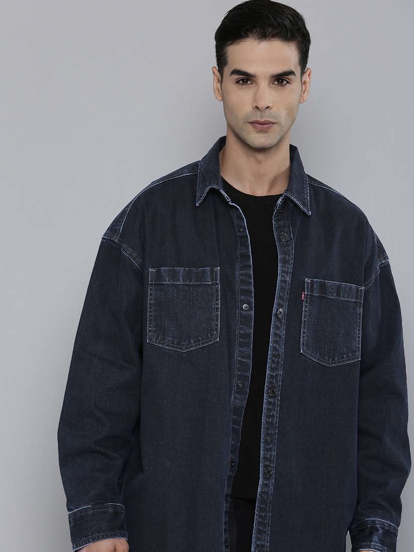 Oversized Denim Black Shirt Mens Black Denim Oversized Shirt Buy
