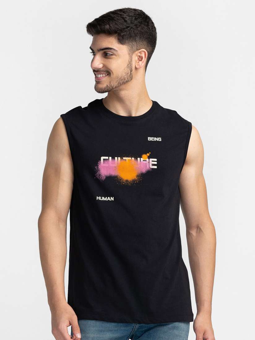 Buy Being Human Typography Printed Sleeveless T shirt Tshirts for Men 23734980 Myntra