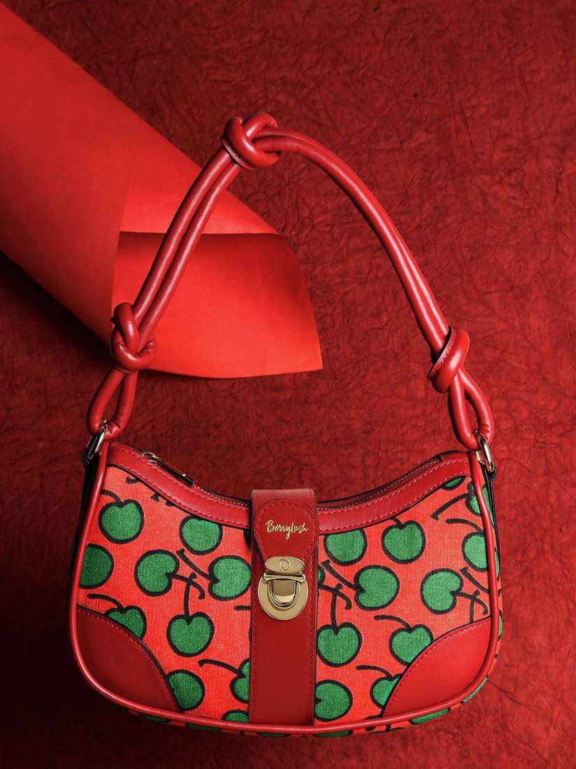 Buy Berrylush Red Graphic Printed PU Structured Shoulder Bag Handbags for Women 23738572 Myntra