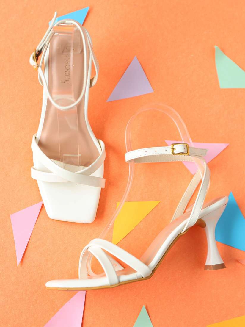 Strappy white kitten heels cheap