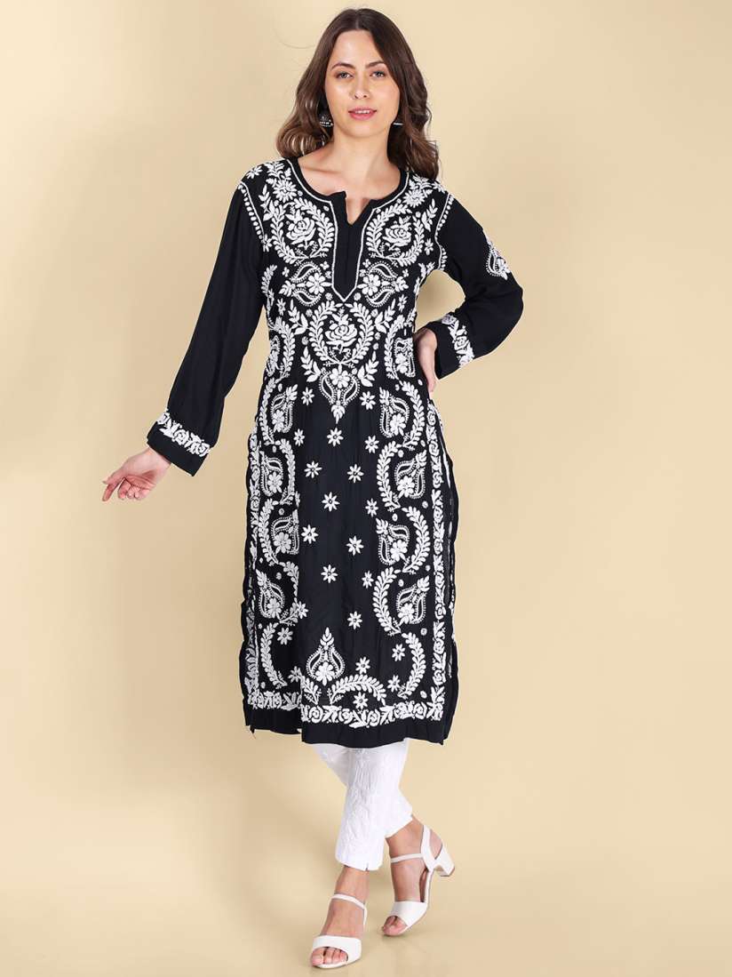 Myntra chikankari kurtas top