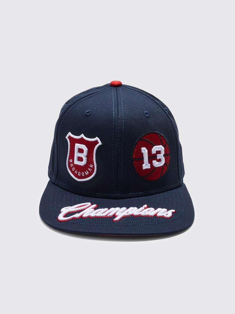 Buy boohooMAN Typography Embroidered Snapback Cap with Applique