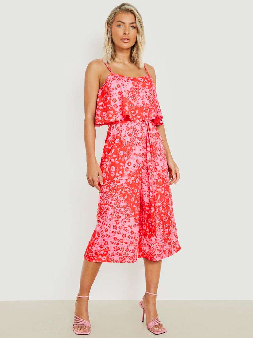 Culotte Jumpsuit Floral Jumpsuit Boohoo Plus Floral Culotte - Main Image