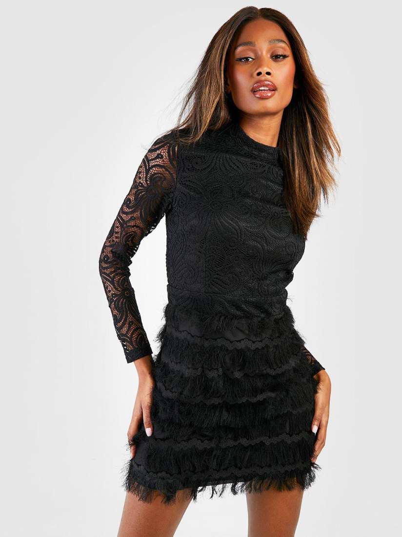 Buy Boohoo Fringed Lace Bodycon Mini Party Dress Dresses for Women 23755100 Myntra