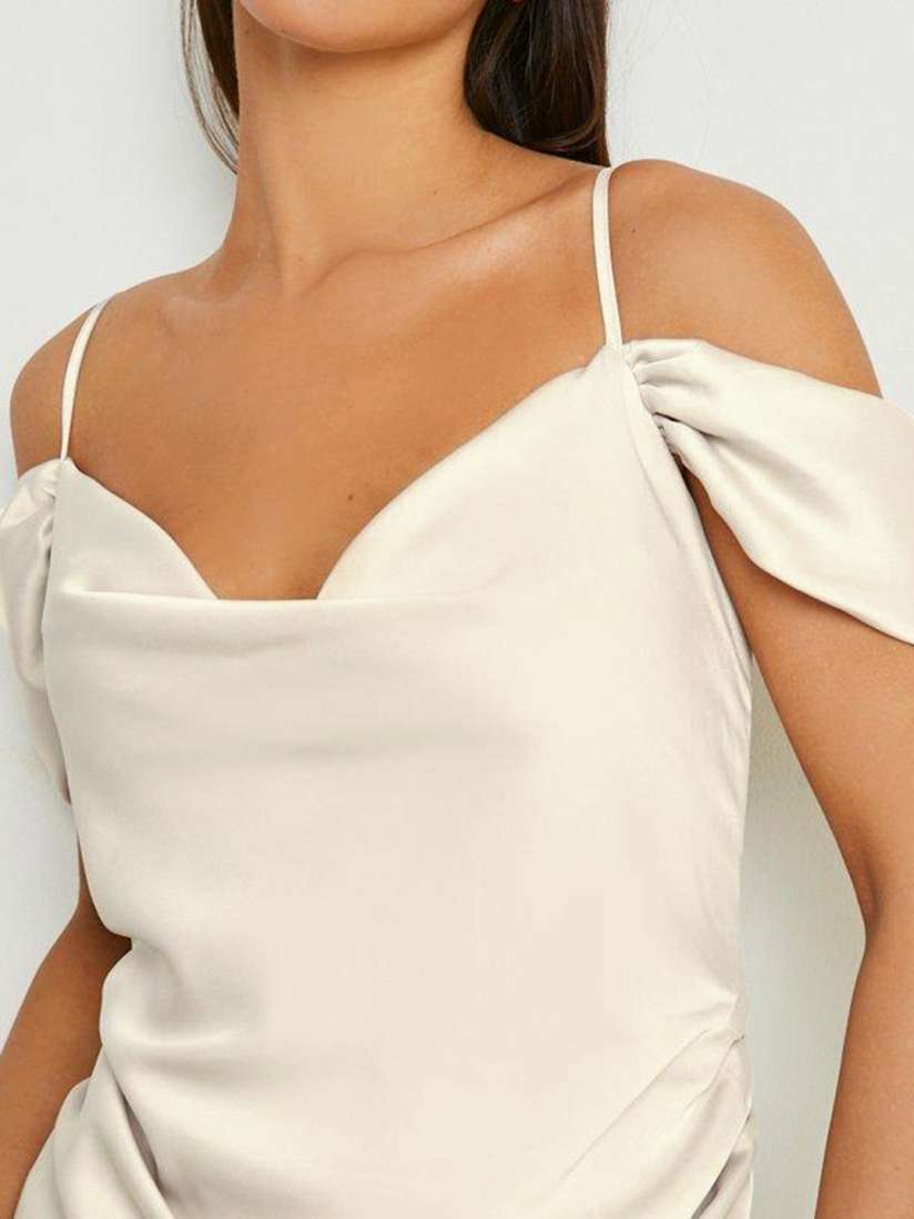 Buy Boohoo Cold Shoulder Satin Bodycon Maxi Dress Dresses for Women 23755378 Myntra
