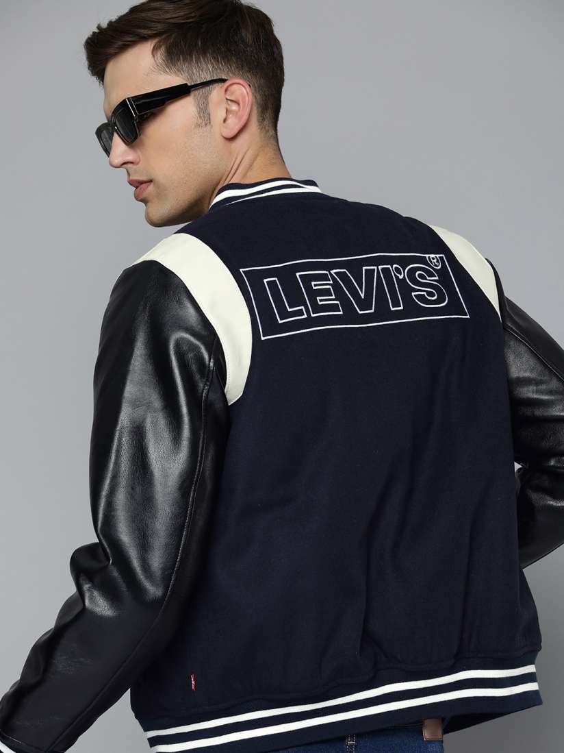 Buy Levis Brand Logo Printed Colourblocked Woollen With Leather Finish Varsity Jacket Jackets for Men 23756742 Myntra