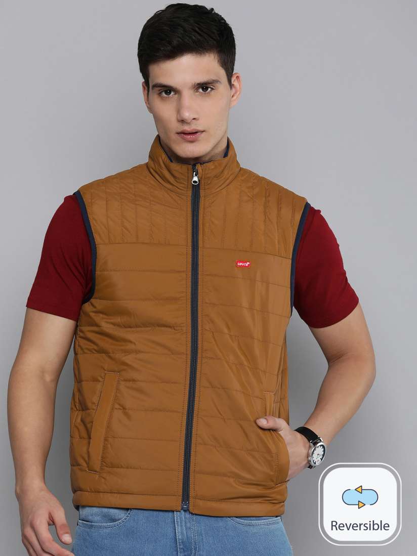 Buy Levis Solid Mock Collar Reversible Sleeveless Padded Jacket Jackets for Men 23756776 Myntra