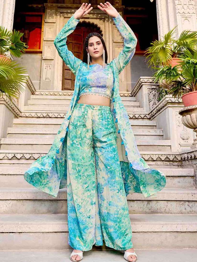 Palazzo pant crop top with shrug store