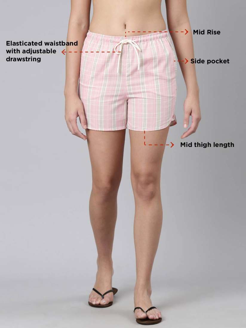 Buy Enamor Women Checked Mid Rise Cotton Lounge Shorts Lounge Shorts for Women 23760652 Myntra